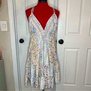 Creations Free Size Bohemian Tiered Dress Backless Sleeveless Gypsy, Paisley